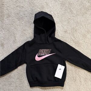 Nike Kids Hoodie in Black with Pink Logo